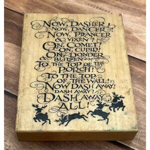 1995 PSX K-1660 NOW DASHER NOW DANCER CHRISTMAS REINDEER WOOD MOUNT RUBBER STAMP